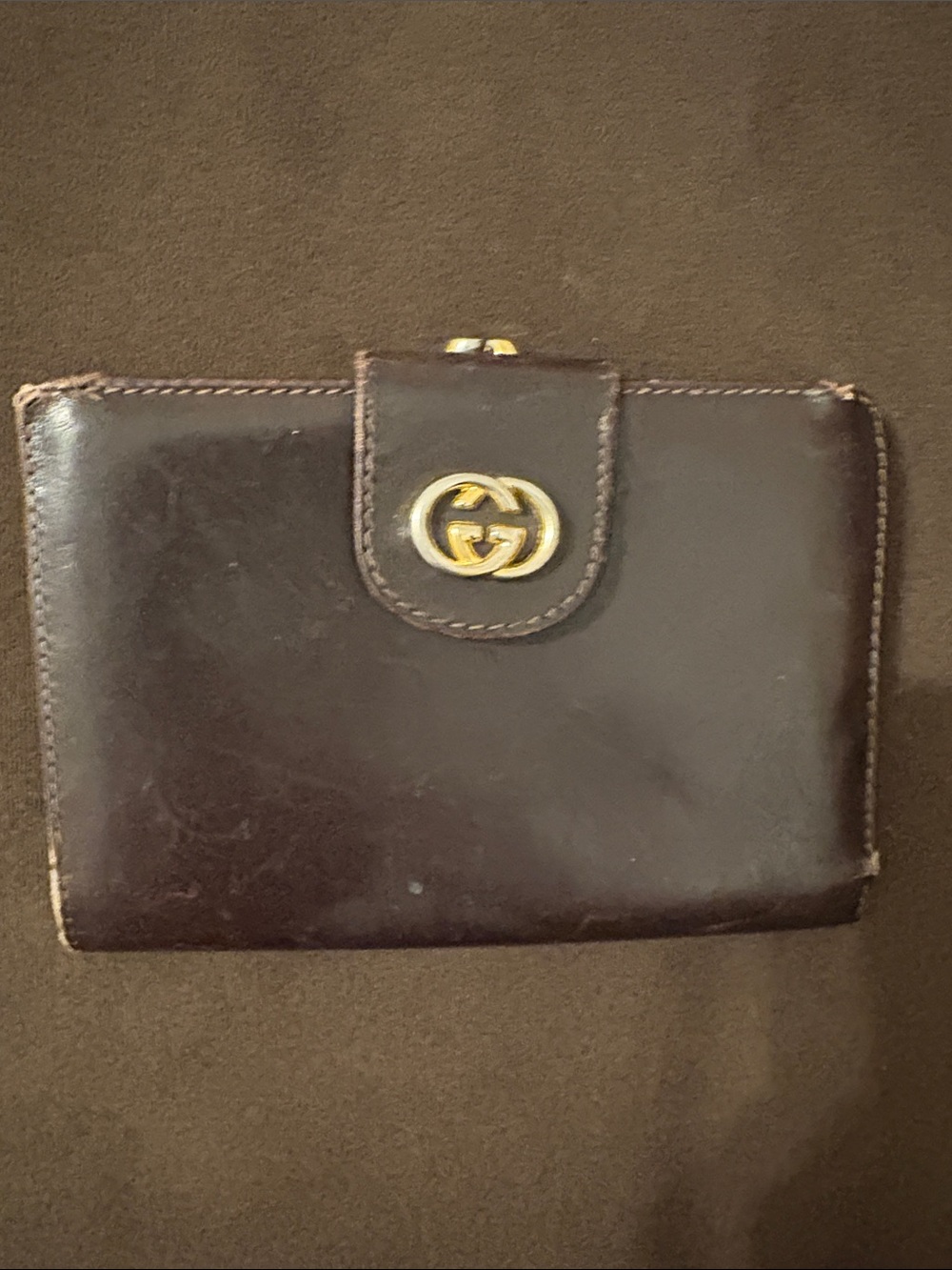 Gucci Dark Brown Leather Bifold Wallet with Gold Double G